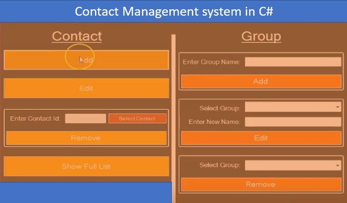 Contact Information System in C# With Source code Free 2022