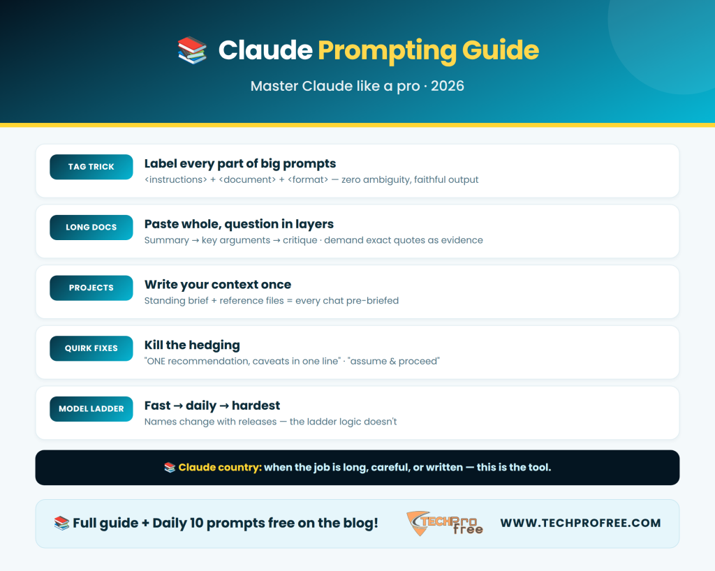 Claude Prompting Guide Infographic 2026 - Techprofree
