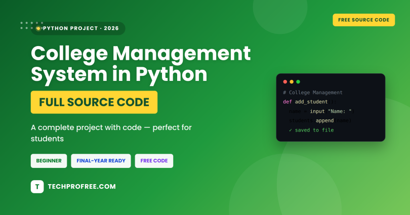College Management System Project in Python Source Code - Feature image
