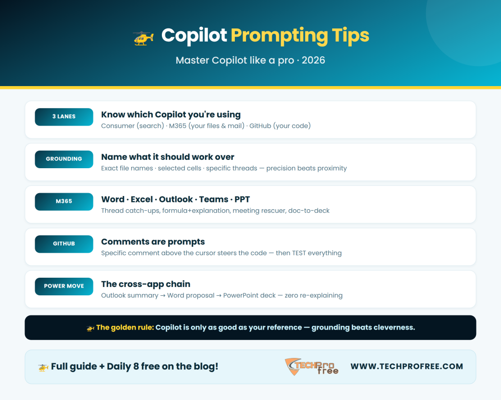 Copilot Prompting Tips Infographic - Techprofree