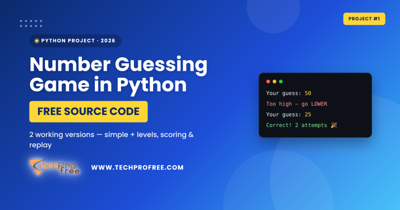 Number Guessing Game in Python 2026 - techprofree