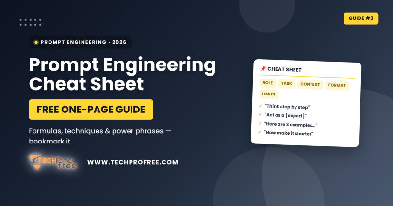 Prompt Engineering Cheat Sheet 2026 Infographic - Techprofree