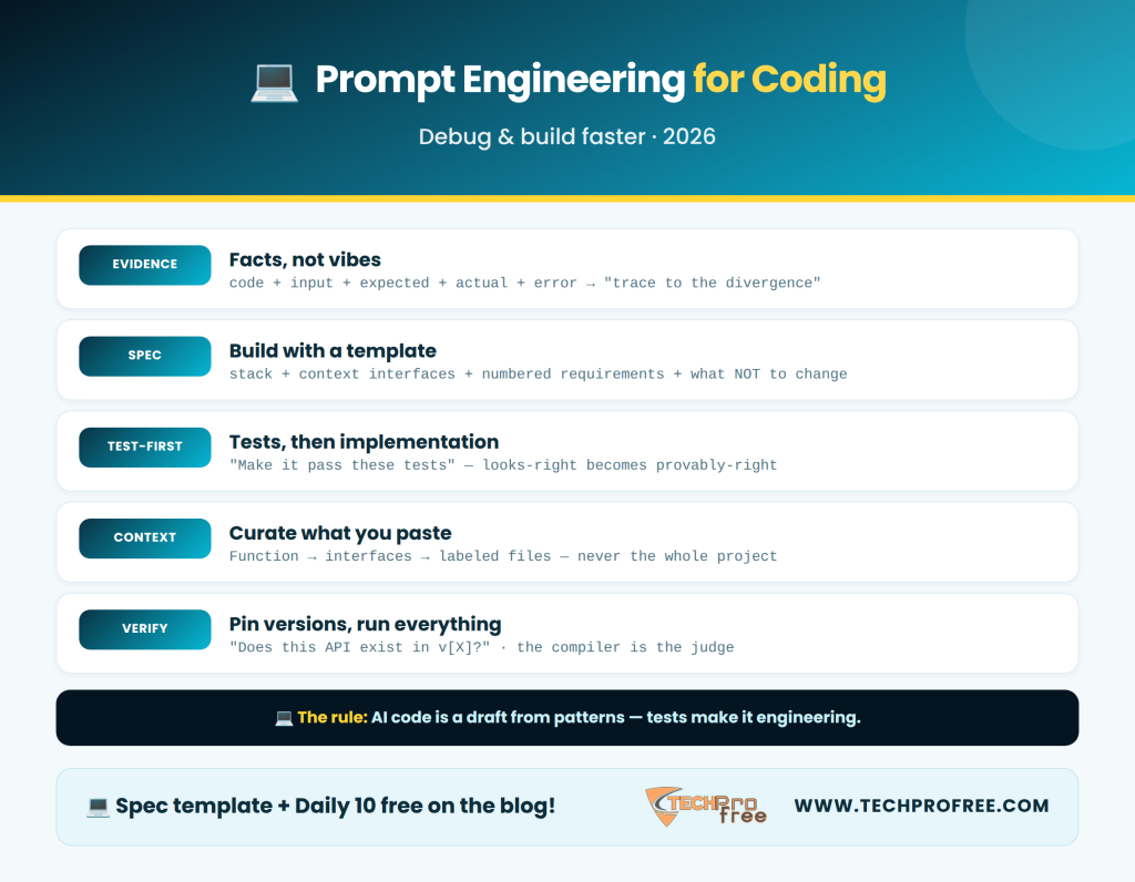 Prompt Engineering for Coding Infographic - Techprofree