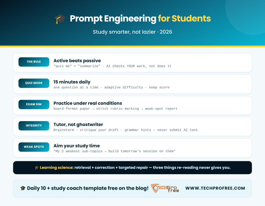 Prompt Engineering for Students Infographic - Techprofree