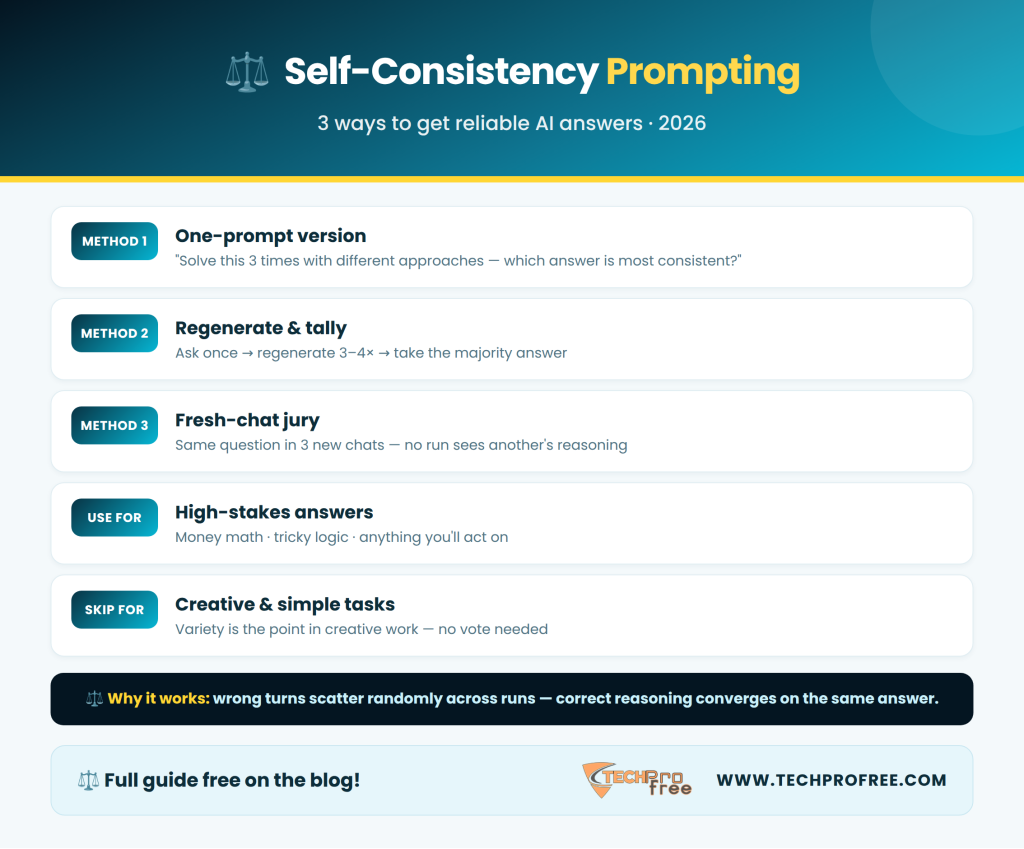 Self Consistency Prompting Infographic 2026 - Techprofree